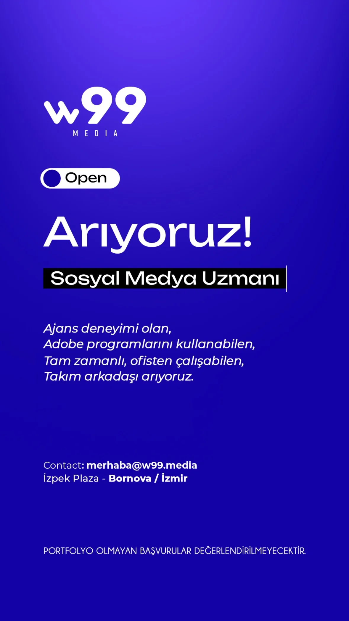 Sosyal Medya Uzmanı iş ilanları – w99 Media