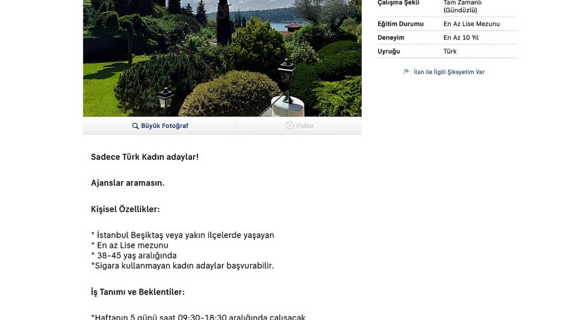 90 Bin TL Maaşlı Hizmetçi İlanı